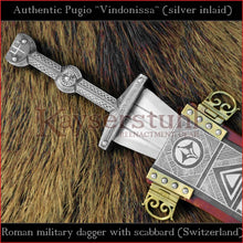 Load image into Gallery viewer, Authentic replica - Pugio "Vindonissa" (real silver inlaid Roman dagger)