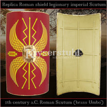 Load image into Gallery viewer, Authentic replica - Scutum 42&quot; with brass Umbo (Roman shield)
