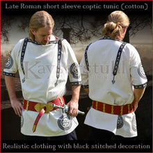 Load image into Gallery viewer, Realistic clothing - Late-Roman Coptic short sleeve tunic (Cotton, black pattern)