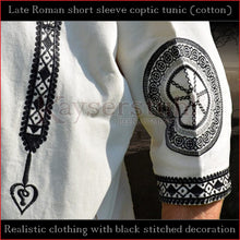 Load image into Gallery viewer, Realistic clothing - Late-Roman Coptic short sleeve tunic (Cotton, black pattern)