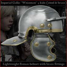 Load image into Gallery viewer, Lightweight Galea helmet for kids "Imperial Gallic" (steel & brass)