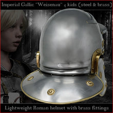 Load image into Gallery viewer, Lightweight Galea helmet for kids "Imperial Gallic" (steel & brass)
