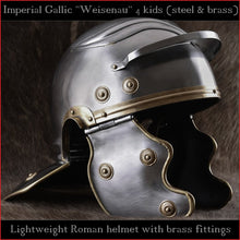 Load image into Gallery viewer, Lightweight Galea helmet for kids "Imperial Gallic" (steel & brass)