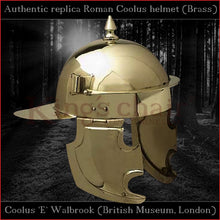 Load image into Gallery viewer, Authentic replica "Coolus 'E' Walbrook" helmet (brass)