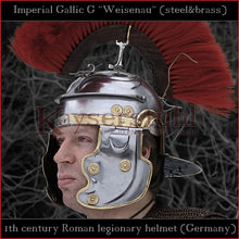 Load image into Gallery viewer, Authentic replica - Imperial Gallic G "Weisenau" helmet (steel & brass)