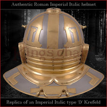 Load image into Gallery viewer, Authentic replica - Imperial Italic D "Krefeld" helmet (steel & brass)