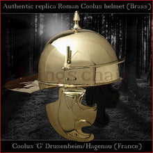 Load image into Gallery viewer, Authentic replica &quot;Coolus &#39;G&#39; Hagenau&quot; helmet (brass)