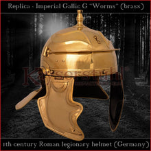 Load image into Gallery viewer, Authentic replica - Imperial Gallic G &quot;Worms&quot; helmet (brass)