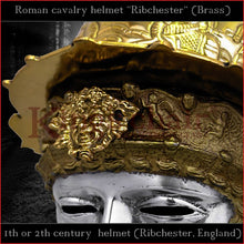 Load image into Gallery viewer, Authentic replica "Ribchester" roman cavalry helmet (brass)