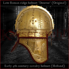 Load image into Gallery viewer, Authentic replica "Deurne" late roman ridge helmet (brass)