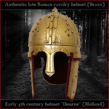 Load image into Gallery viewer, Authentic replica "Deurne" late roman ridge helmet (brass)
