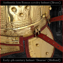 Load image into Gallery viewer, Authentic replica "Deurne" late roman ridge helmet (brass)