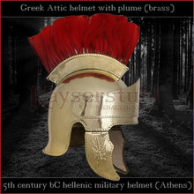 Load image into Gallery viewer, Authentic Replica - Greek "Attic" helmet with plume (brass)