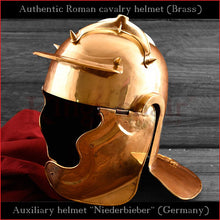 Load image into Gallery viewer, Authentic replica "Niederbieber" auxiliary infantery helmet (brass)
