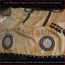 Load image into Gallery viewer, Authentic clothing - Handwoven, hand-stitched late-Roman Tunic (linen, blue pattern)