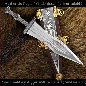 Authentic replica - Pugio "Vindonissa" (real silver inlaid Roman dagger)