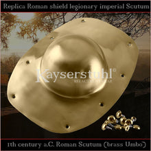 Load image into Gallery viewer, Authentic replica - Scutum 42&quot; with brass Umbo (Roman shield)