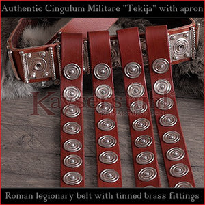 Authentic Replica - Cingulum Militare "Tekija" with apron (leather, tinned brass)