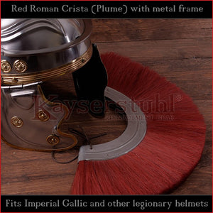 Authentic Replica - Red Roman Crista (Plume) with metal frame