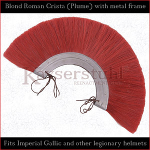 Authentic Replica - Red Roman Crista (Plume) with metal frame