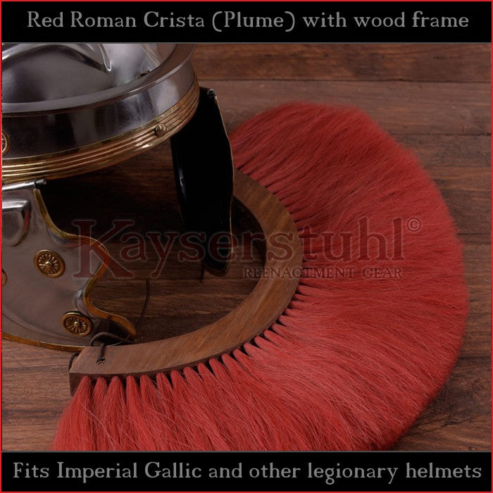 Authentic Replica - Red Roman Crista (Plume) with wood frame