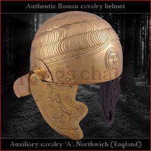 Load image into Gallery viewer, Authentic replica - &quot;Auxiliary cavalry A&quot; helmet (brass)