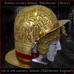 Authentic replica "Ribchester" roman cavalry helmet (brass)