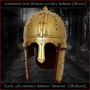 Authentic replica "Deurne" late roman ridge helmet (brass)