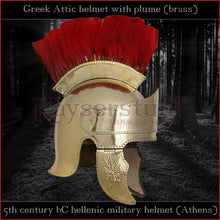 Load image into Gallery viewer, Authentic Replica - Greek &quot;Attic&quot; helmet with plume (brass)
