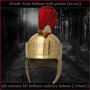 Authentic Replica - Greek "Attic" helmet with plume (brass)