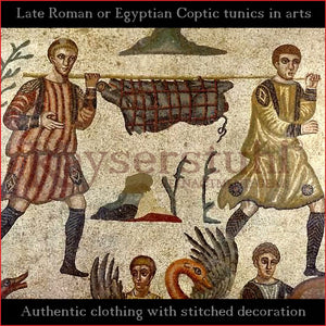 Realistic clothing - Late-Roman Coptic long sleeve tunic (Cotton, blue pattern)