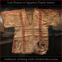 Load image into Gallery viewer, Authentic clothing - Handwoven, hand-stitched late-Roman Tunic (linen, blue pattern)